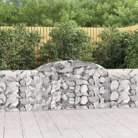 vidaXL Cestas de gaviones 5 uds forma de arco hierro 300x30x80/100 cm