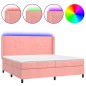 vidaXL Cama box spring colchón y LED terciopelo rosa 200x200 cm vidaXL Cama box spring colchón y LED terciopelo rosa 200x200 cm