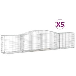 vidaXL Cestas de gaviones 5 uds forma de arco hierro 400x50x80/100 cm