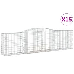 vidaXL Cestas de gaviones 15 uds forma de arco hierro 400x50x100/120cm