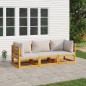 vidaXL Set muebles de jardín 3 pzas madera maciza y cojines gris claro vidaXL Set muebles de jardín 3 pzas madera maciza y cojines gris claro