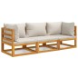 vidaXL Set muebles de jardín 3 pzas madera maciza y cojines gris claro vidaXL Set muebles de jardín 3 pzas madera maciza y cojines gris claro
