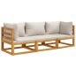 vidaXL Set muebles de jardín 3 pzas madera maciza y cojines gris claro vidaXL Set muebles de jardín 3 pzas madera maciza y cojines gris claro