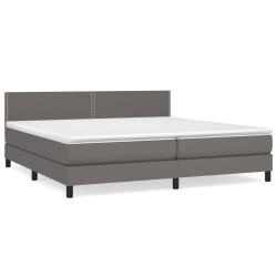 vidaXL Cama box spring con colchón cuero sintético gris 200x200 cm