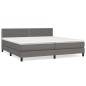 vidaXL Cama box spring con colchón cuero sintético gris 200x200 cm vidaXL Cama box spring con colchón cuero sintético gris 200x200 cm