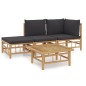 vidaXL Set de muebles de jardín 4 piezas bambú con cojines gris oscuro vidaXL Set de muebles de jardín 4 piezas bambú con cojines gris oscuro