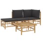 vidaXL Set de muebles de jardín 4 piezas bambú con cojines gris oscuro vidaXL Set de muebles de jardín 4 piezas bambú con cojines gris oscuro