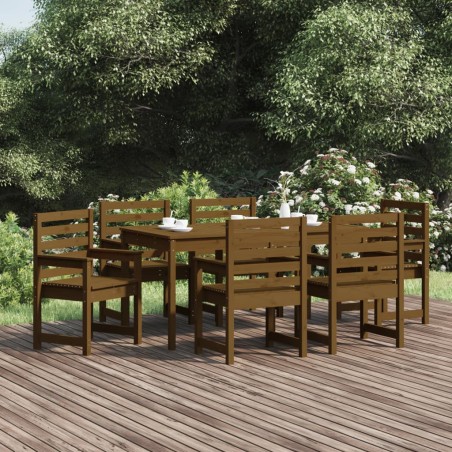 vidaXL Set de comedor de jardín 7 pzas madera maciza pino marrón miel