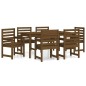vidaXL Set de comedor de jardín 7 pzas madera maciza pino marrón miel