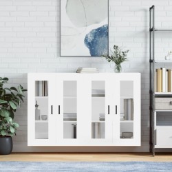 vidaXL Armarios de pared 2 uds madera de ingeniería blanco brillante