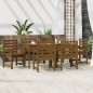 vidaXL Set de comedor de jardín 7 pzas madera maciza pino marrón miel