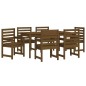 vidaXL Set de comedor de jardín 7 pzas madera maciza pino marrón miel