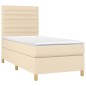 vidaXL Cama box spring con colchón tela color crema 90x190 cm