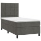 vidaXL Cama box spring con colchón terciopelo gris oscuro 90x200 cm vidaXL Cama box spring con colchón terciopelo gris oscuro 90x200 cm