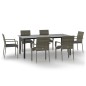 vidaXL Set comedor jardín 7 pzas y cojines ratán sintético negro gris vidaXL Set comedor jardín 7 pzas y cojines ratán sintético negro gris