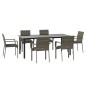 vidaXL Set comedor jardín 7 pzas y cojines ratán sintético negro gris vidaXL Set comedor jardín 7 pzas y cojines ratán sintético negro gris