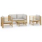 vidaXL Set de muebles de jardín 5 piezas bambú y cojines gris claro vidaXL Set de muebles de jardín 5 piezas bambú y cojines gris claro