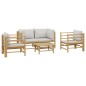 vidaXL Set de muebles de jardín 5 piezas bambú y cojines gris claro vidaXL Set de muebles de jardín 5 piezas bambú y cojines gris claro
