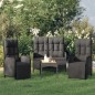 vidaXL Juego comedor jardín 4 piezas con cojines ratán sintético negro vidaXL Juego comedor jardín 4 piezas con cojines ratán sintético negro