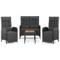 vidaXL Juego comedor jardín 4 piezas con cojines ratán sintético negro vidaXL Juego comedor jardín 4 piezas con cojines ratán sintético negro