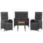 vidaXL Juego comedor jardín 4 piezas con cojines ratán sintético negro vidaXL Juego comedor jardín 4 piezas con cojines ratán sintético negro