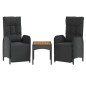 vidaXL Juego comedor jardín 4 piezas con cojines ratán sintético negro vidaXL Juego comedor jardín 4 piezas con cojines ratán sintético negro