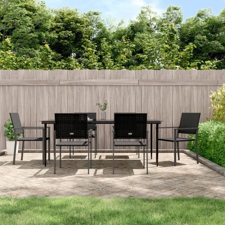 vidaXL Juego de comedor para jardín 7 piezas ratán sintético y acero