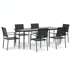 vidaXL Juego de comedor para jardín 7 piezas ratán sintético y acero