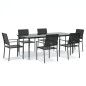 vidaXL Juego de comedor para jardín 7 piezas ratán sintético y acero vidaXL Juego de comedor para jardín 7 piezas ratán sintético y acero