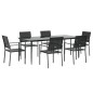 vidaXL Juego de comedor para jardín 7 piezas ratán sintético y acero vidaXL Juego de comedor para jardín 7 piezas ratán sintético y acero