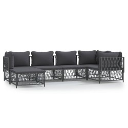 vidaXL Juego de muebles de jardín 6 pzas con cojines acero antracita