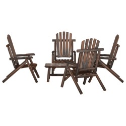 vidaXL Juego de muebles de jardín 5 piezas madera maciza de abeto