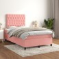 vidaXL Cama box spring con colchón terciopelo rosa 120x200 cm vidaXL Cama box spring con colchón terciopelo rosa 120x200 cm