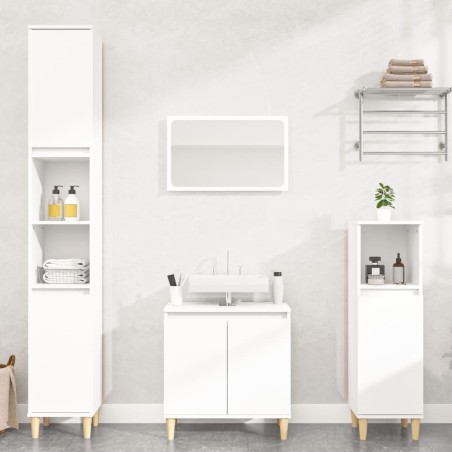 vidaXL Juego de muebles de baño 3 pzas madera contrachapada blanco
