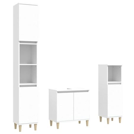 vidaXL Juego de muebles de baño 3 pzas madera contrachapada blanco