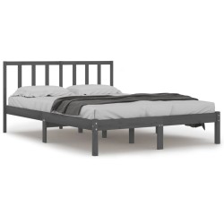 vidaXL Estructura de cama de madera maciza de pino gris 160x200 cm