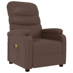 vidaXL Sillón de masaje cuero sintético marrón