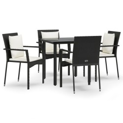 vidaXL Set de muebles jardín 5 pzas con cojines ratán sintético negro