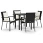 vidaXL Set de muebles jardín 5 pzas con cojines ratán sintético negro vidaXL Set de muebles jardín 5 pzas con cojines ratán sintético negro
