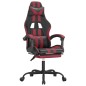 vidaXL Silla gaming con reposapiés cuero sintético negro rojo tinto vidaXL Silla gaming con reposapiés cuero sintético negro rojo tinto