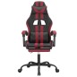vidaXL Silla gaming con reposapiés cuero sintético negro rojo tinto vidaXL Silla gaming con reposapiés cuero sintético negro rojo tinto
