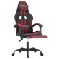 vidaXL Silla gaming con reposapiés cuero sintético negro rojo tinto vidaXL Silla gaming con reposapiés cuero sintético negro rojo tinto