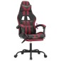 vidaXL Silla gaming con reposapiés cuero sintético negro rojo tinto vidaXL Silla gaming con reposapiés cuero sintético negro rojo tinto