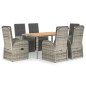 vidaXL Set comedor jardín 7 pzas y cojines ratán sintético gris vidaXL Set comedor jardín 7 pzas y cojines ratán sintético gris