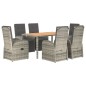 vidaXL Set comedor jardín 7 pzas y cojines ratán sintético gris vidaXL Set comedor jardín 7 pzas y cojines ratán sintético gris