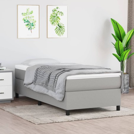 vidaXL Cama box spring con colchón tela gris claro 80x200 cm