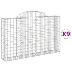 vidaXL Cestas de gaviones 9 uds forma de arco hierro 200x30x120/140 cm