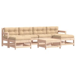 vidaXL Juego de muebles de jardín 7 piezas y cojines madera maciza