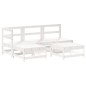 vidaXL Juego de muebles jardín 5 piezas y cojines madera maciza blanco vidaXL Juego de muebles jardín 5 piezas y cojines madera maciza blanco