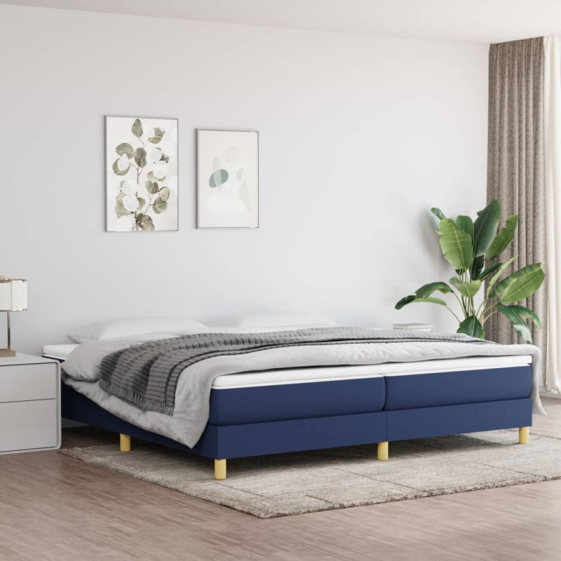 vidaXL Cama box spring con colchón tela azul 200x200 cm vidaXL Cama box spring con colchón tela azul 200x200 cm